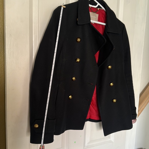 Banana Republic Navy Pea Coat, shell Cotton, lining polyester: pit to pit 19” - Picture 7 of 10